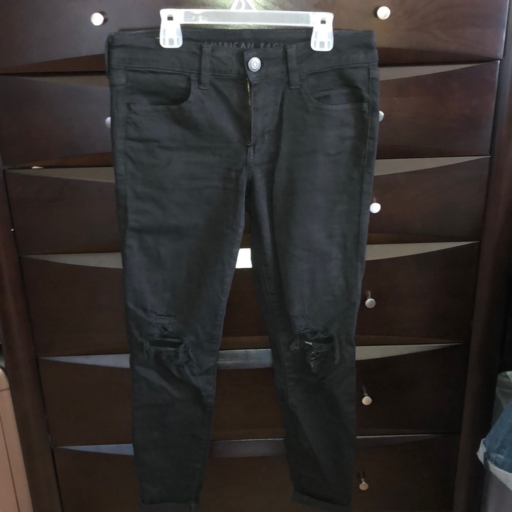 American eagle knee ripped black jeans